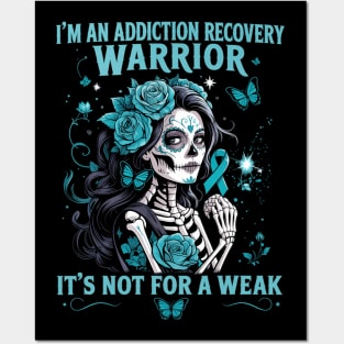 Addiction Recovery Sugar Skull Butterfly Awareness Posters and Art